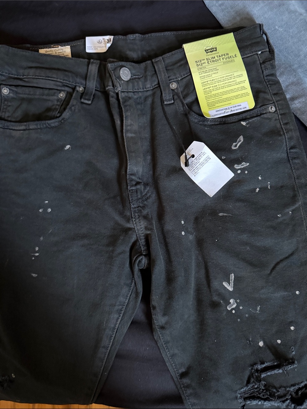 Levi's Men's Slim Jeans - Black with White Paint Accents